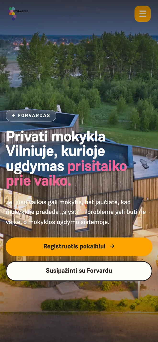 forvardas.lt pirmas ekranas telefone