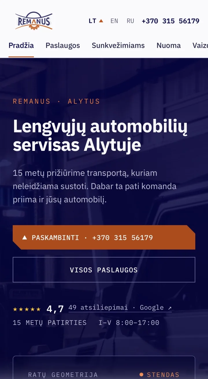 remanus.lt — mobilus vaizdas